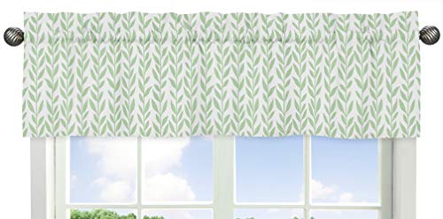 Sweet Jojo Designs Green and White Leaf Floral Window Treatment Valance - Boho Farmhouse Sunflower Collection