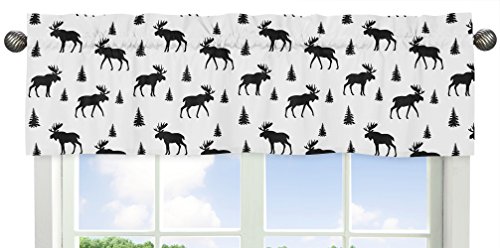 Sweet Jojo Designs Black and White Woodland Moose Window Treatment Valance for Rustic Patch Collection by Sweet Jojo Designs