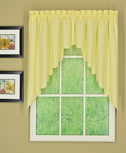 Today's Curtain Orleans 38" Swag Pair Tambour Scallop Edge Curtain, Buttercup, 60" W X L