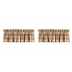 The Country House Collection The Country House Co Country House Brandywine Burgundy Sage Green Tan Plaid Valance 72" x 14" (2)