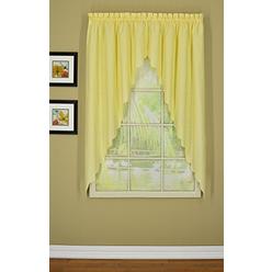 Today's Curtain Orleans 63" Swagger Pair Tambour Scallop Edge Curtain, Buttercup, 80" x 63"