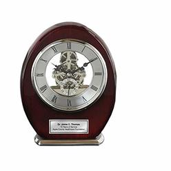 AllGiftFrames Engraved Oval Beacon Desk Table Clock Wood Silver Davinci Clock Anniversary Wedding Retirement Service Award