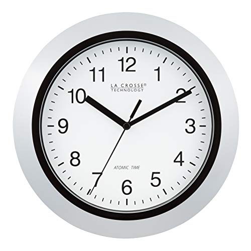 La Crosse Technology Atomic Analog Wall Clock, 10", Silver