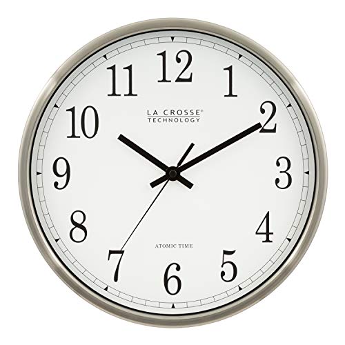La Crosse Technology WT-3126B 12-Inch Atomic Analog Wall Clock, Aluminum