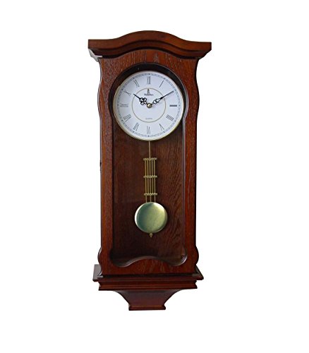 Lovely Home Essentials Pendulum Wall Clock Battery Operated - Silent Quartz Wood Pendulum Clock - Dark Wooden Decorative Wall Clock Pendulum, for