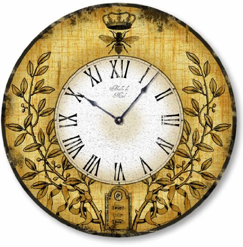 Fairy Freckles Studios Item C2119 Vintage Style Honeybee Clock (12 Inch Diameter)