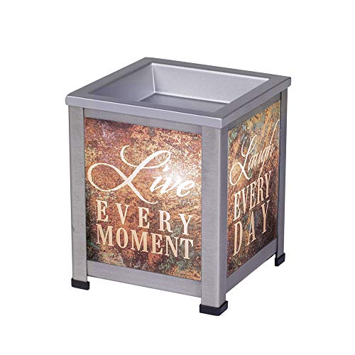 Elanze Designs Love Live Laugh Grey Brushed Metal Electrical Wax Tart and Oil Glass Warmer