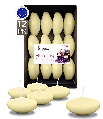 Hyoola Premium Ivory Floating Candles 3 Inch - 8 Hour - 12 Pack - European Made