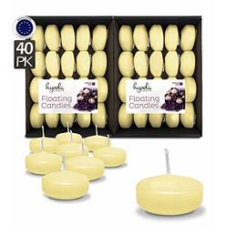 Hyoola Premium Ivory Floating Candles 2 Inch - 4 Hour - 40 Pack - European Made