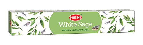 HEM New White Sage Masala Incense Sticks, Pack of 12, Each 15 GMS Best Purifying and Cleansing Masala Incense Stick Incense