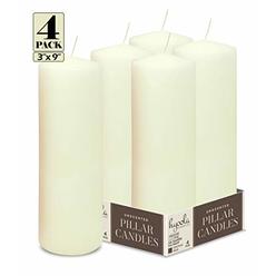 Hyoola Ivory Pillar Candles 3x9 Inch - Unscented Pillar Candles - 4-Pack - European Made
