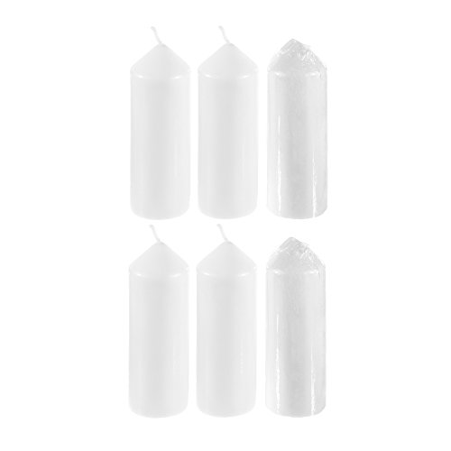 Mega Candles 6 pcs Unscented White Dome Top Pillar Candle, Economical