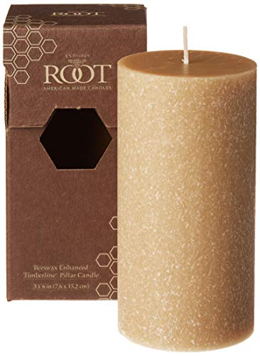 Root Candles Unscented Timberline Pillar Candle , 3 x 6-Inches, Beeswax