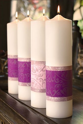 CCS Candle - Advent Pillars - Emmanuel - 3 x - 12 - 3 Purp/1 Pnk