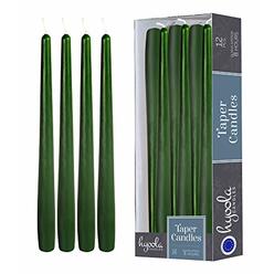 Hyoola 12 Pack Tall Taper Candles - 10 Inch Hunter Green Dripless, Unscented Dinner Candle - Paraffin Wax with Cotton Wicks -