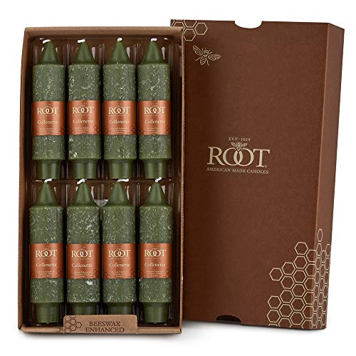 Root Candles Unscented Timberline Collenette 5-Inch Dinner Candles, 8-Count, Dark Olive