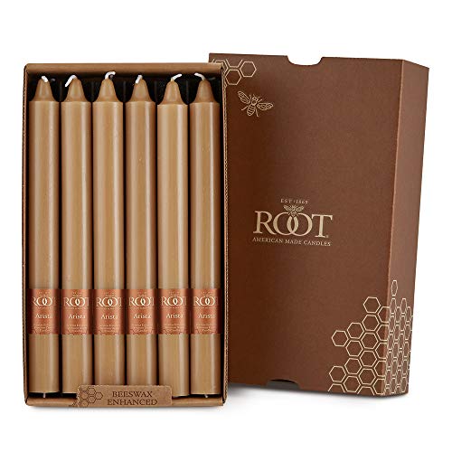 Root Candles Unscented Smooth Arista 9-Inch Dinner Candles, 12-Count, Beeswax