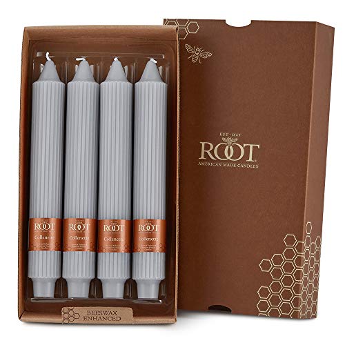 Root Candles Unscented Grecian Collenette 9-Inch Dinner Candles, 4-Count, Platinum