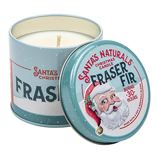 Santa's Naturals Fraser Fir Christmas Candle | Fresh Cut Christmas Tree Fragrance | Made with a Soy/Beeswax Blend | 30 Hour