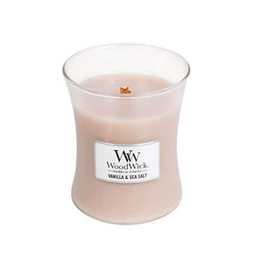 WoodWick Vanilla & SEA Salt, Highly Scented Candle, Classic Hourglass Jar, Medium 4-inch, 9.7 oz
