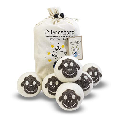 Friendsheep Organic Eco Wool Dryer Balls - 6 Pack - 100% Handmade, Fair Trade, Organic, No Lint - Premium Quality
