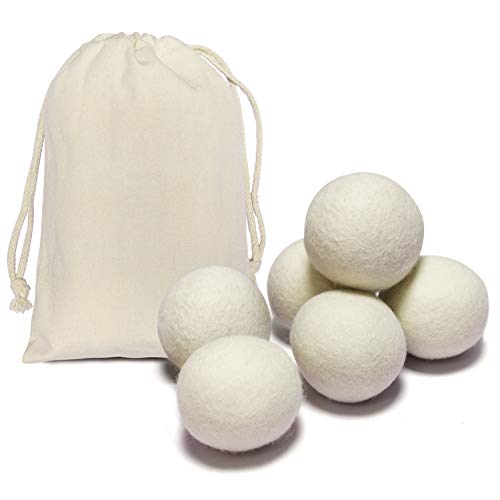 Tidy Monster 6 Pack All Natural Organic Wool Dryer Balls XL Size - Reusable Chemical Free Natural Fabric Softener, Anti Static, Reduces