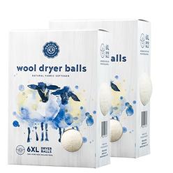 Woolzies- Wool Dryer Balls, Natural Fabric Softener 6 XL Balls,2 Pack