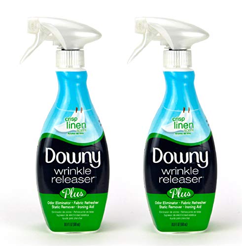 Downy Wrinkle Releaser Plus Static Remover (Crisp Linen) - 33.8 Fluid Ounce, Pack of 2