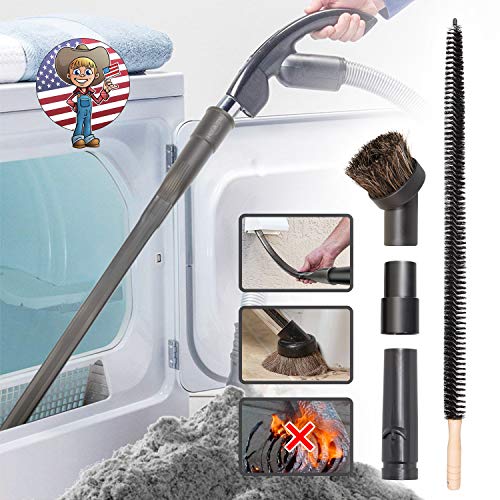Holikme 5 Pack Dryer Cleaning Kit General Vacuum Hose Attachment Flexible and 28 inch Flexible Dryer Vent Cleaning Brush and