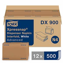 Tork DX900 Advanced Xpressnap Dispenser Napkin, Interfold, 1-Ply, 8.5" Length x 13.0" Width, White (Case of 12 Packs, 500 per