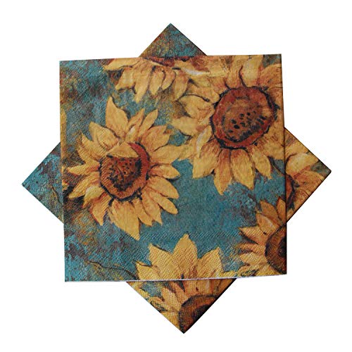 ELINNEE 40 Count Disposable Napkins Sunflower Paper Napkins for Weeding, Dinner and Christmas Party 13 x 13 Inches 3ply