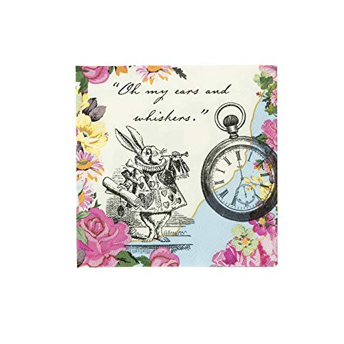 Talking Tables Alice In Wonderland Cocktail Napkins Mad Hatter Tea Party, 9.75 x 9.75 Inch (Pack of 20)