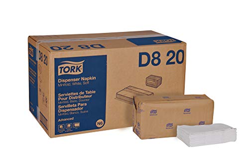 Tork Advanced Soft D820 Minifold Dispenser Napkin, 1-Ply, 13" Width x 12" Length, White (Case of 12 Packs, 500 per Pack,