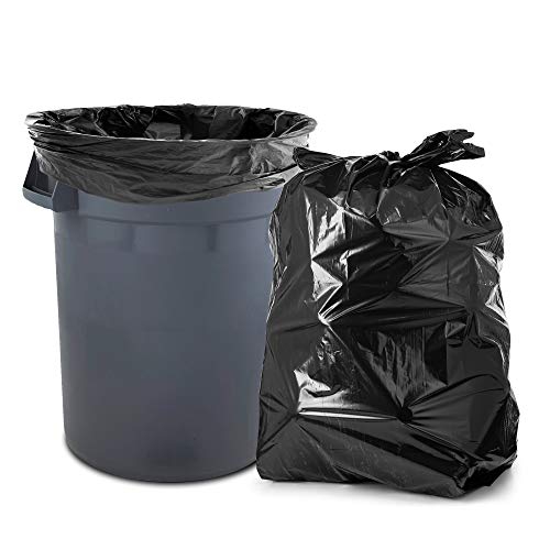 Tasker 44-45 Gallon Rubbermaid Compatible Trash Bags, (50 Count w/Ties)  Quality Large Black Garbage Bags
