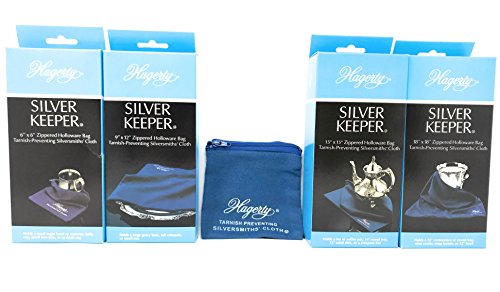 Hagerty's Hagerty Set Of 5 Anti Tarnish Silver Keeper Silversmith Bags With Tips On Silver Storage