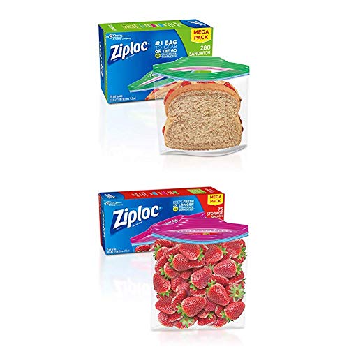 Ziploc Sandwich Bags, 280 ct and Storage Bags Gallon, 75 Count
