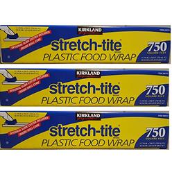 KIRKLAND SIGNATURE Stretch Tite Plastic Food Wrap uZzDke, 3 Packs (750 Sq ft Food Wrap)