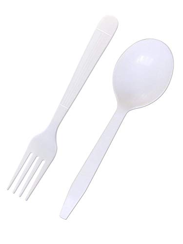 Maui maui MAUI Plastic Forks And Spoons- Heavy Duty Disposable 100 Forks & 100 deep wide Soup Spoons(Set of 200 Total) - Strong