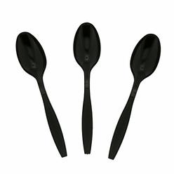 AmerCare Heavy Weight Polystyrene Teaspoons, Black, Case of 1000