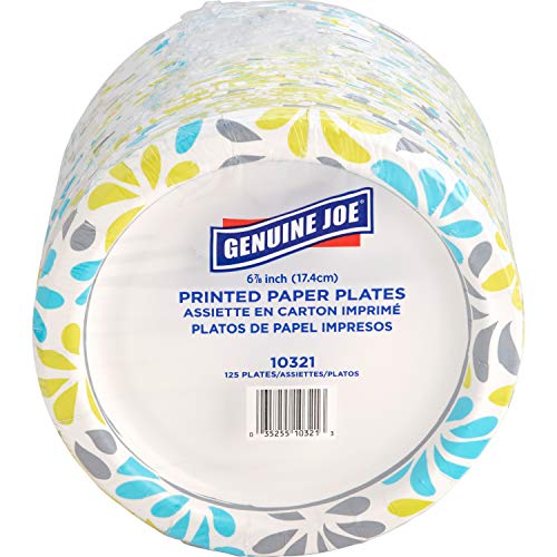 Genuine Joe Paper Plates - Disposable - Assorted - 125 / Pack