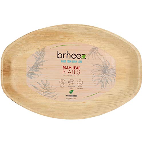 Brheez Products brheez Palm Leaf Disposable Bamboo Look Oval Serving Platters [15" x 10"] - All Natural Elegant Sturdy Biodegradable and