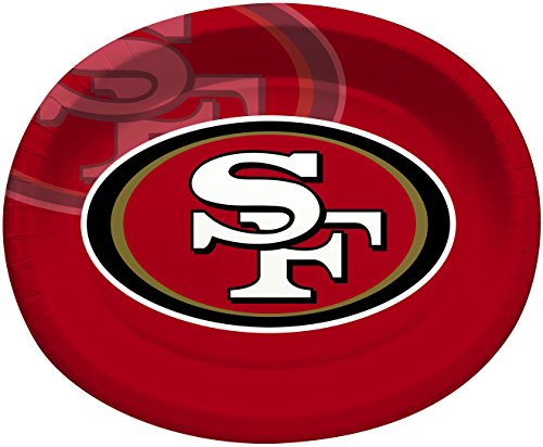 Creative Converting Officially Licensed NFL Oval Paper Platters, 8-Count, San Francisco 49ers
