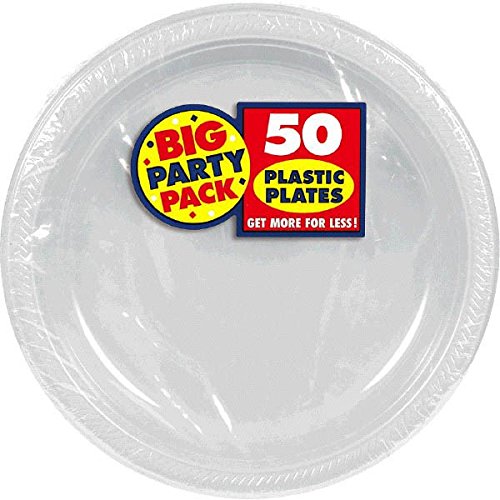 Amscan Silver Plastic Plates Big Party Pack, 50 Ct.
