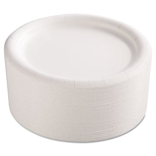 AJM Packaging Corporation Premium Coated Paper Plates, 9 Inches, White, Round, 125/Pack - 4 Packs of 125 Plates. 500 per case.