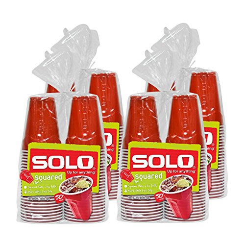 SOLO Cup Company Solo Cup Red Squared Plastic Party Cups, 18 Ounce, 200 Count