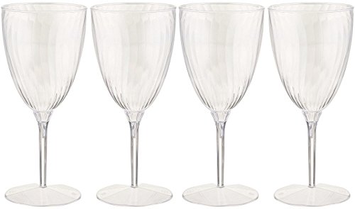 Lillian Hard Lillian Tablesettings Premium Wine Glasses, Disposable Plastic Cups, 1 Piece, Value Pack-96 Count Champagne, 8 Oz.