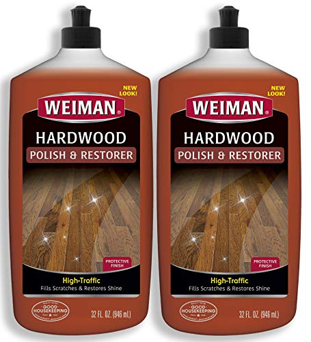 Weiman Wood Floor Polish and Restorer 32 Ounce (2 Pack) - High-Traffic Hardwood Floor, Natural Shine, Removes Scratches,