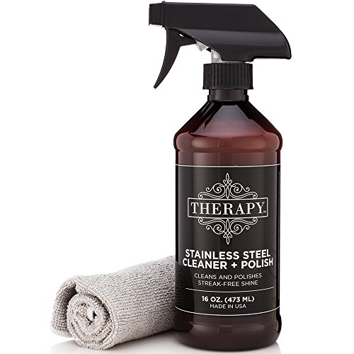 Therapy Premium Stainless Steel Cleaner & Polish - Includes Large Microfiber Cloth, 16 fl oz
