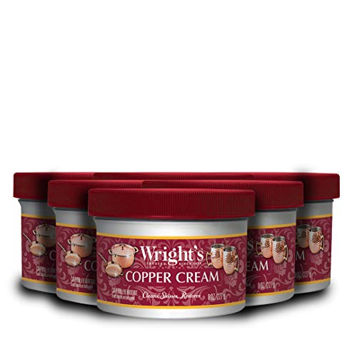 Wright's Copper and Brass Cream Cleaner - 8 Ounce - 6 Pack - Gently Cleans and Removes Tarnish Without Scratching