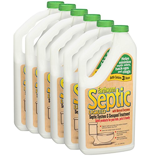 Earthworm Septic System and Cesspool Treatment - Natural Enzymes, Safer for Family - Liquid-Formula - 32 oz (Pack of 6)